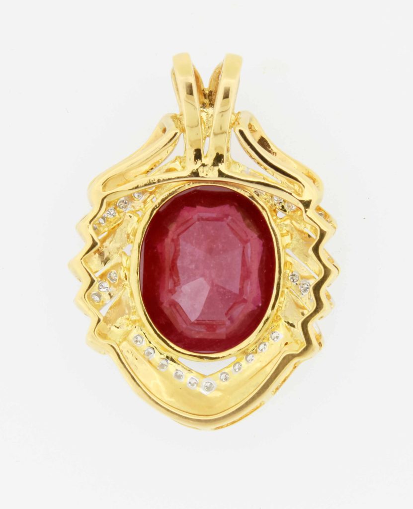 THE RUBY WITH DIAMONDS PENDANT WITH DIAMONDS NECKLACE - Stargemspattaya